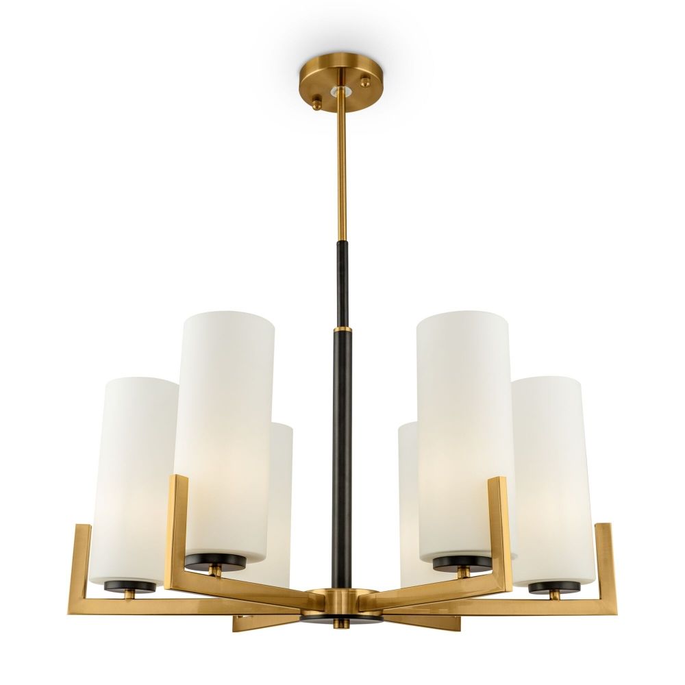 Candelabru rotund cu inaltime reglabila din Sticla Alb cu 6 becuri D67xH76cm Fortano
