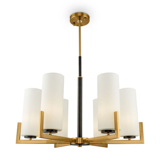 Candelabru rotund cu inaltime reglabila din Sticla Alb cu 6 becuri D67xH76cm Fortano