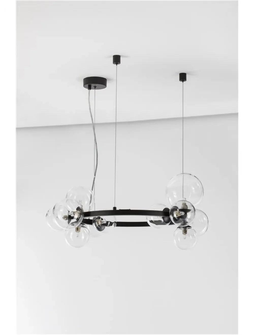 Lustra structura din Metal Negru si abajur din Sticla Transparent H120xL65cm IP20 ODILLIA