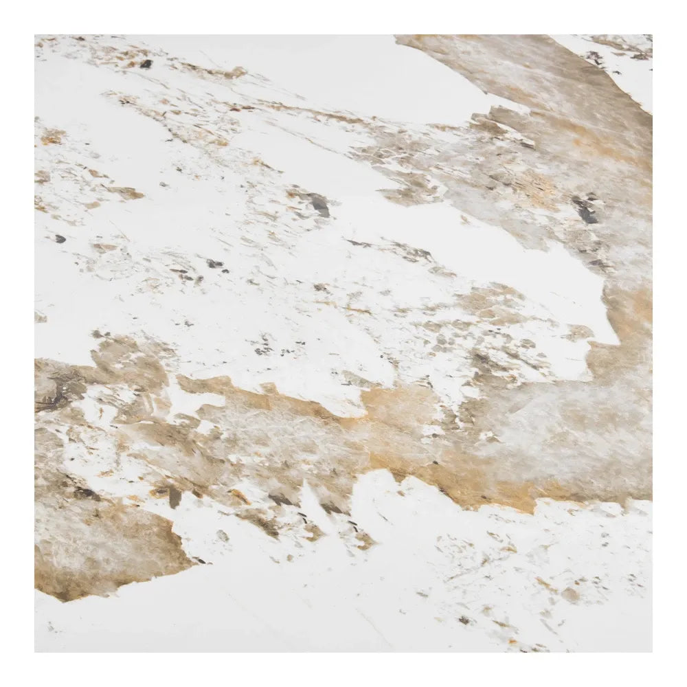 Masa din MDF+Furnir de stejar Maro si Ceramica Alb D140xH76cm Athens