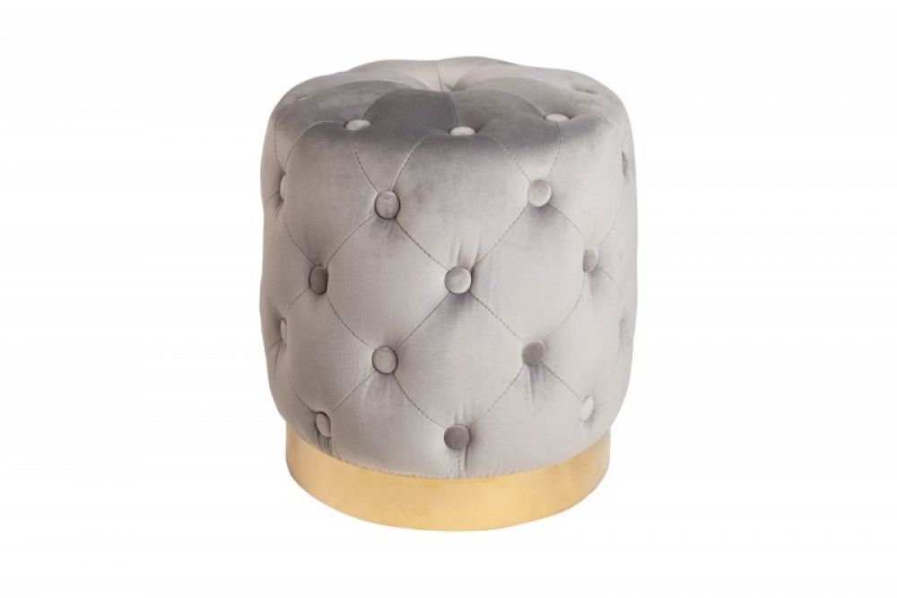 Taburet rotund tapitat cu Catifea Gri D37xH38cm Barock