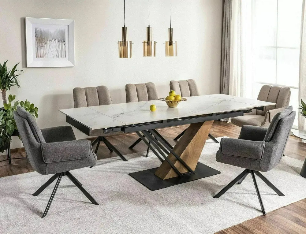 Set 2 Scaune rotative din Stofa Gri si Metal Negru H86xL62xA62cm Gio