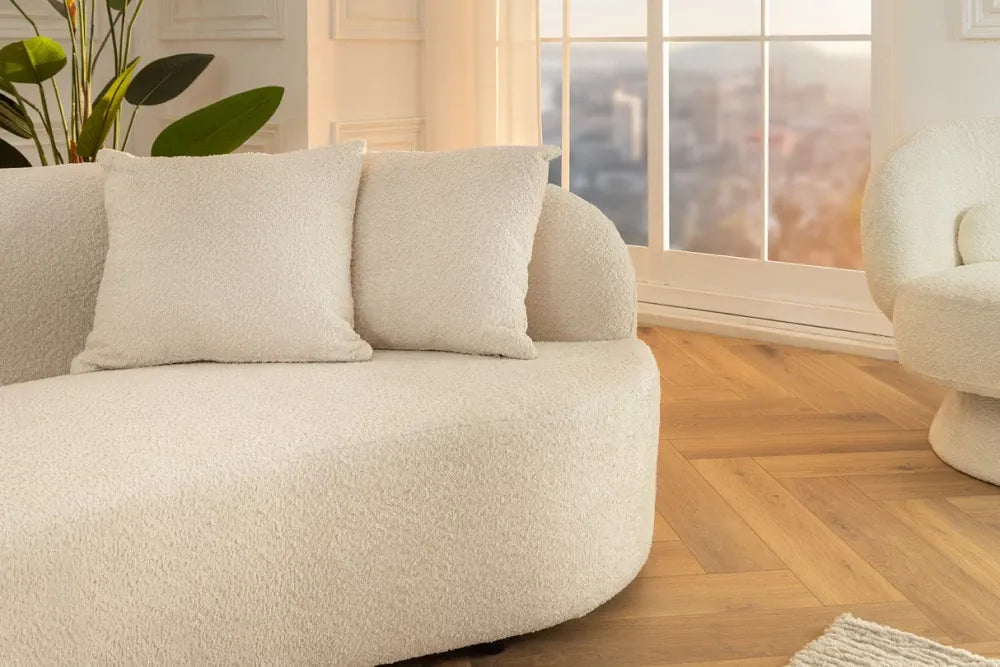 Canapea 3 locuri tapitat cu Stofa boucle Bej L229cm Atelier