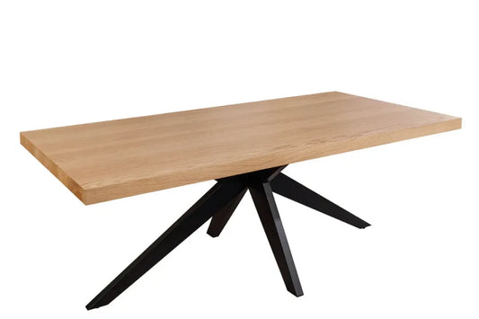 Masa din MDF/Funir de stejar Maro si Metal Negru L200xH76cm Zeus
