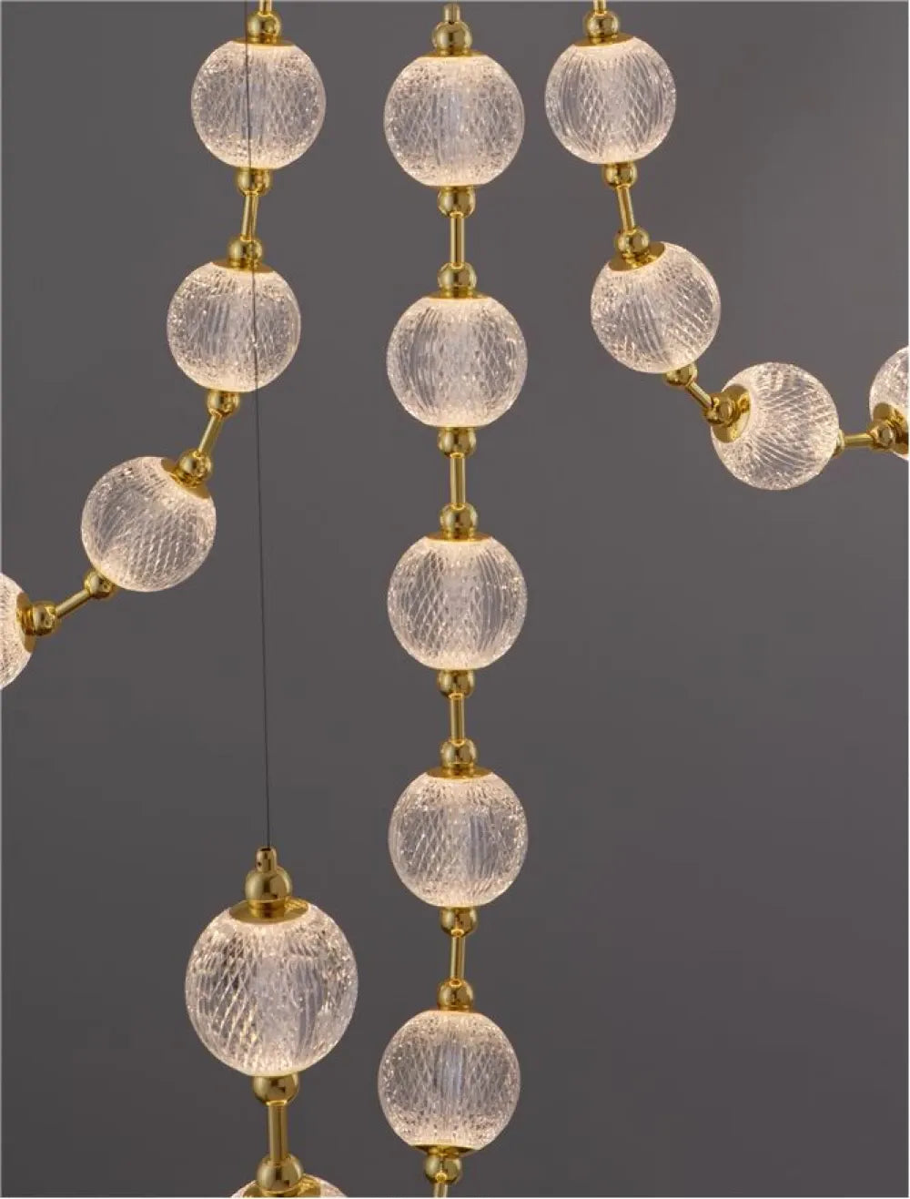 Candelabru structura din Metal Auriu si abajur din Cristal Transparent H300xL147cm IP20 134W 8530lm 3200k BRILLANTE