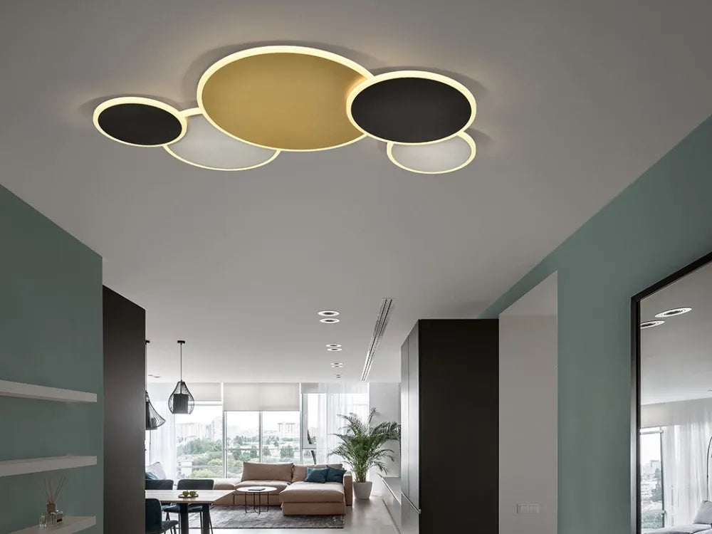 Plafoniera din Metal Alb/Negru/Auriu L83xH6cm Umbra