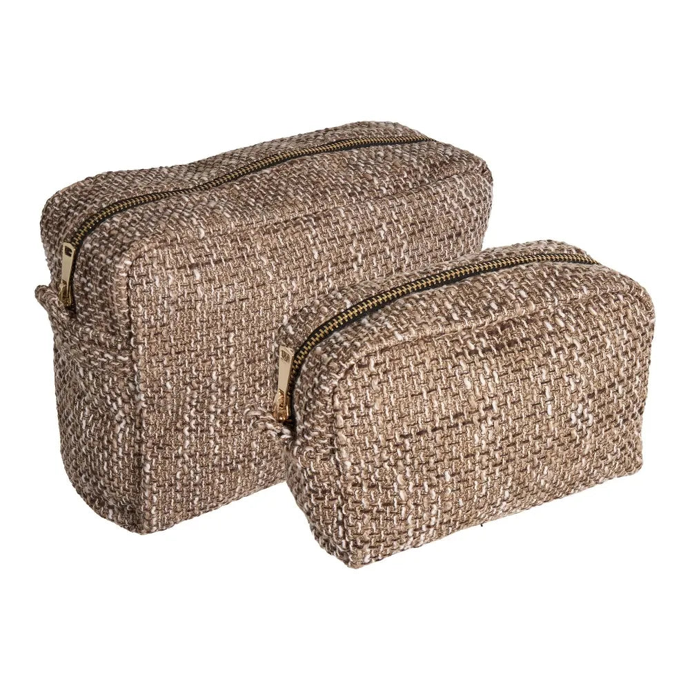 Set 2 genti pentru cosmetice din Textil Maro L9/11xH14/22cm Safi