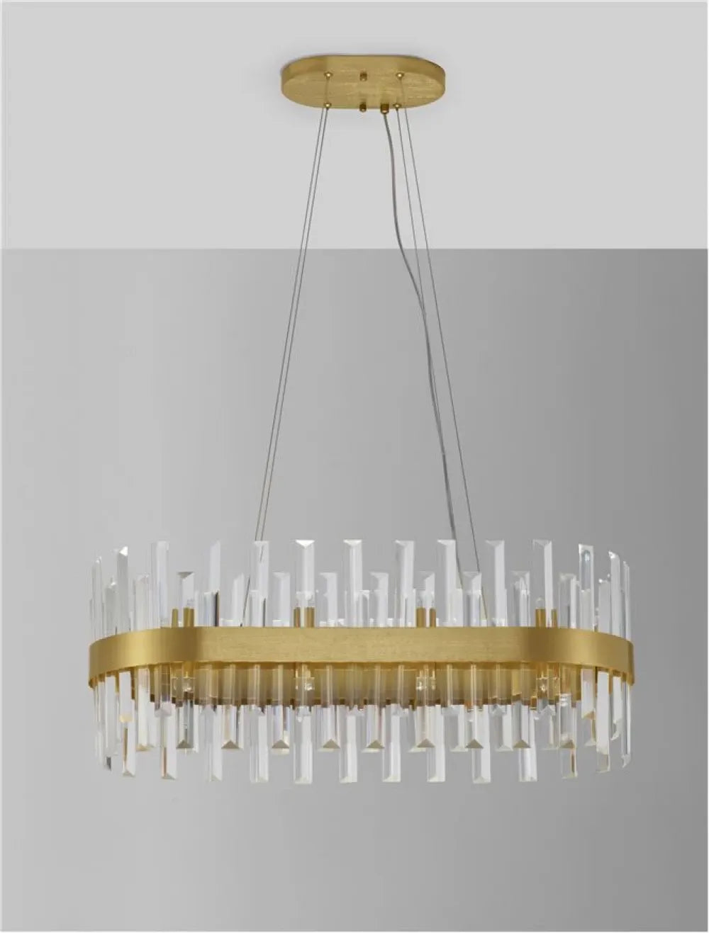 Candelabru structura din Metal Auriu si abajur din Cristal Transparent H120xL80cm IP20 CROWN