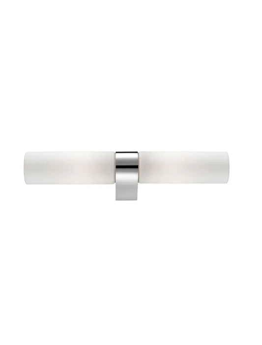 Aplica de perete structura din Aluminiu Argintiu si abajur din Sticla Alb H5xL40cm IP44 POLO