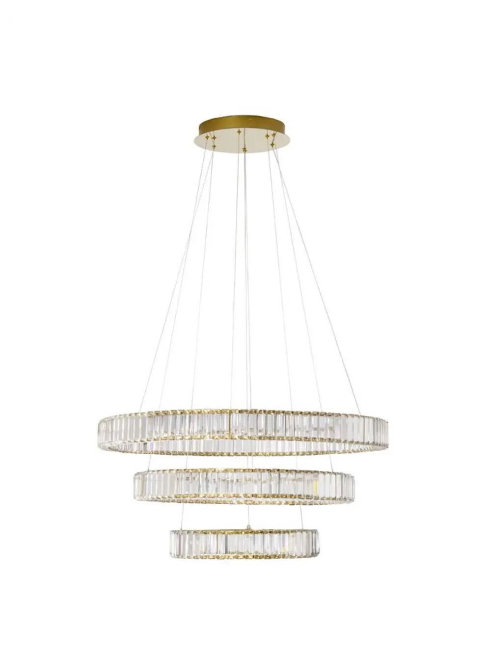Candelabru structura din Metal Auriu si abajur din Cristal Transparent H150xL80cm IP20 92W 7670lm 3500k AURELIA