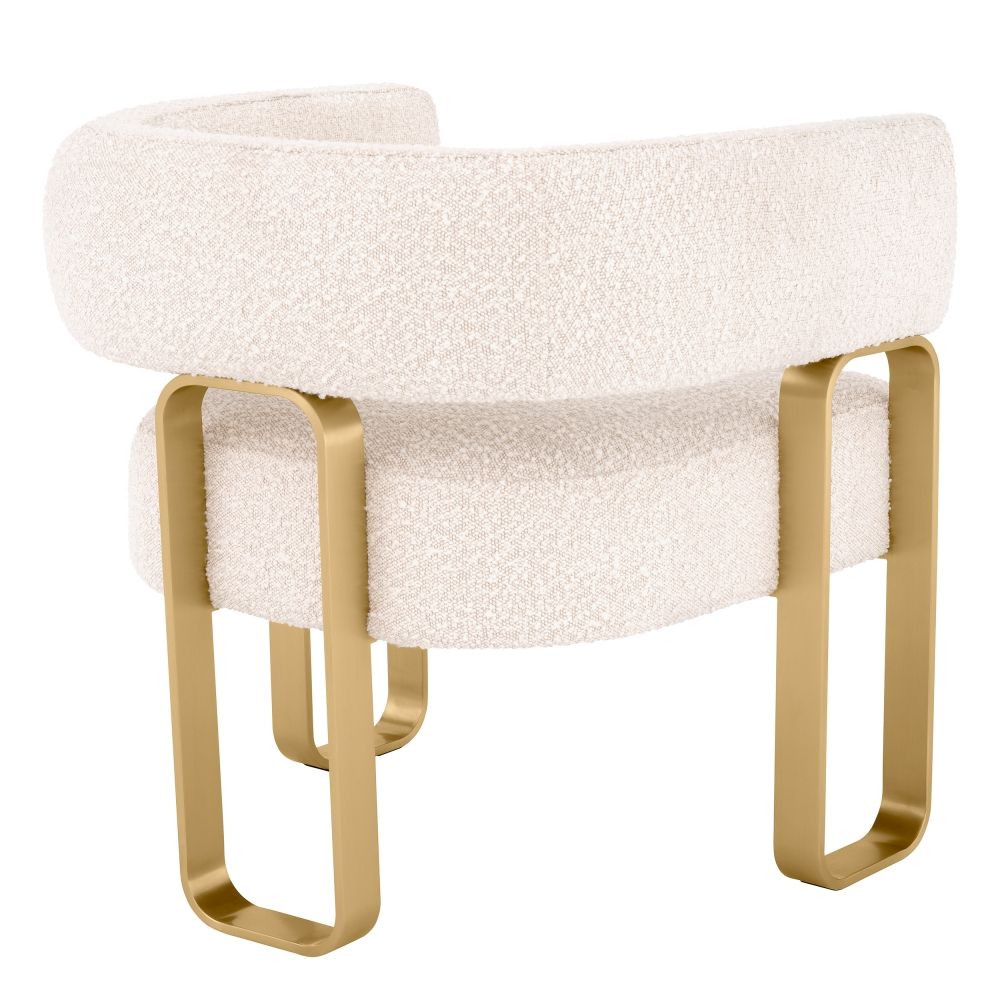 Fotoliu Capricorn Eichholtz tapitat cu Stofa Boucle Crem cu picioare din Metal Auriu H70xL73xA66cm