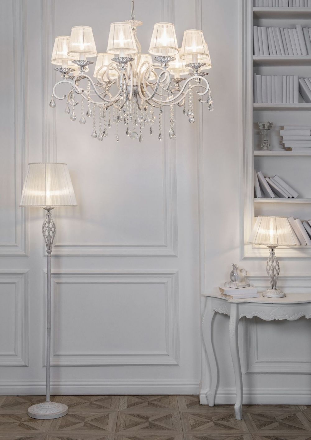 Lampa de podea din Organza Alb D38xH165cm Grace