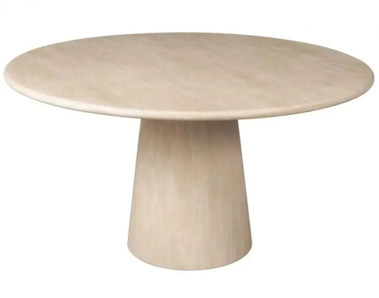 Masa Rotunda de 4-6 persoane din Travertin artificial Bej si MDF/Metal Bej D140xH75.5cm Fictus Richmond interiors