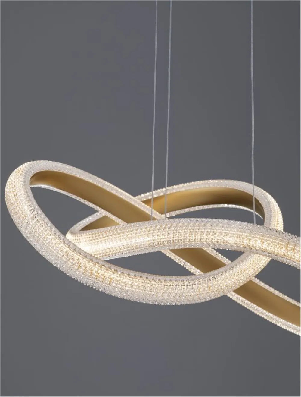 Lustra structura din Aluminiu Auriu si abajur din Acrilic Transparent H120xL52.5cm IP20 41.5W 3600lm 3000k MEDORA