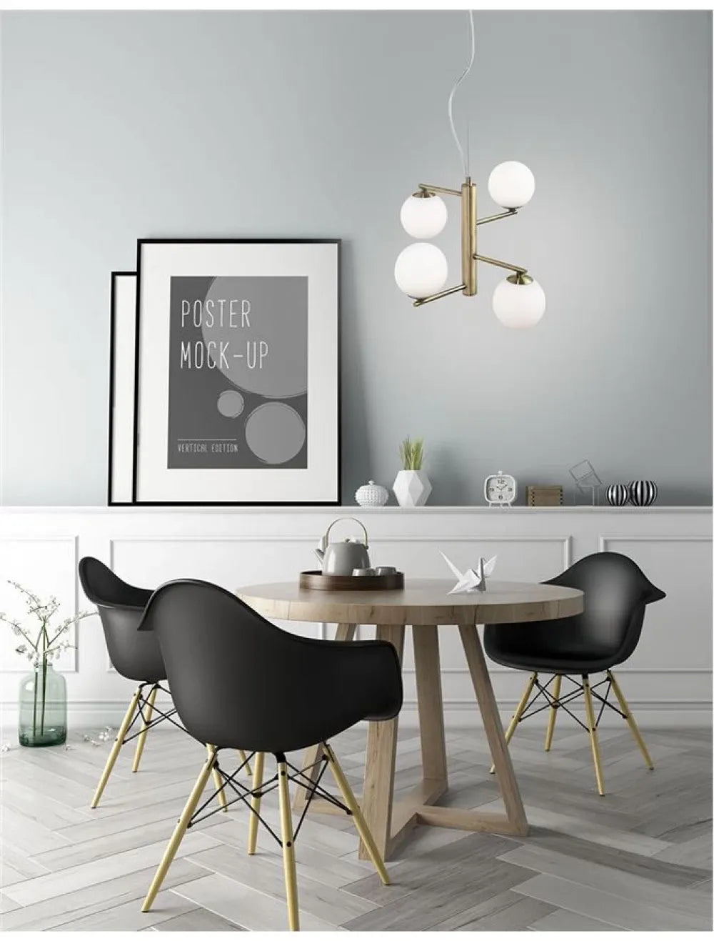 Lustra structura din Metal Alama antichizata si abajur din Sticla Alb H150xL35cm IP20 AGRIGENTO