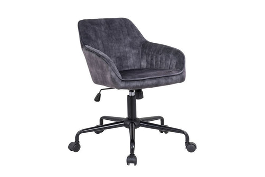 Scaun de birou reglabil cu rotile din Catifea si Metal Mov/Negru Turin H80-89xL59xA64cm