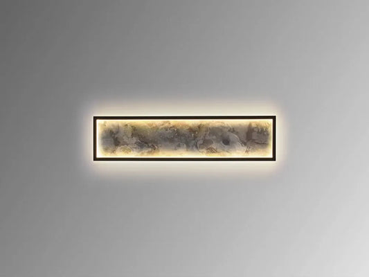 Aplica de perete din Metal Negru si Ardezie Multicolor H60xL15cm Stone