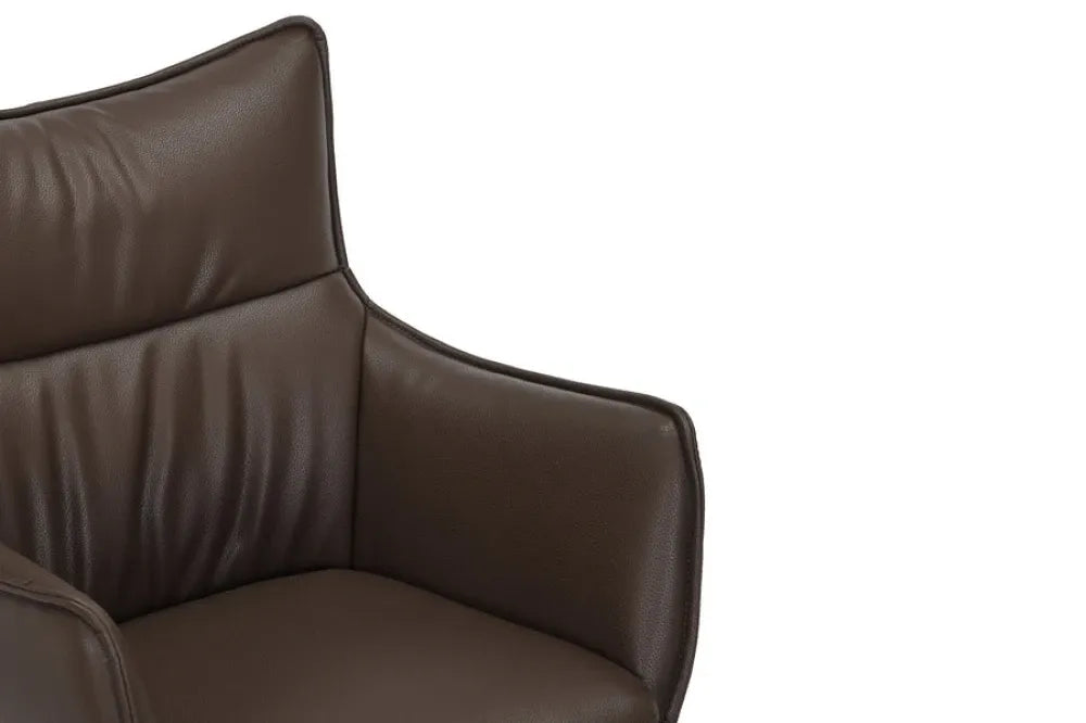 Set 2 scaune rotative tapitat cu Piele artificiala Maro si picioare din Metal Negru H92xL60xA64cm VOGUE