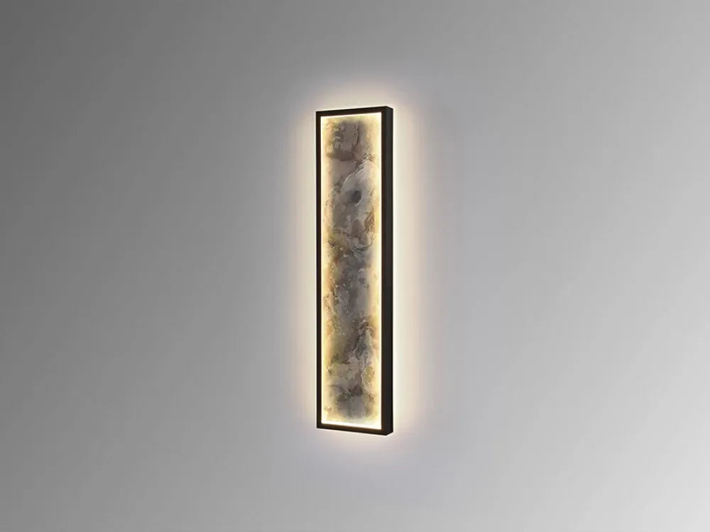 Aplica de perete din Metal Negru si Ardezie Multicolor H60xL15cm Stone