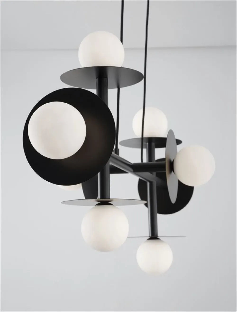 Lustra structura din Metal Negru si abajur din Sticla Alb H135xL109cm IP20 PIELO