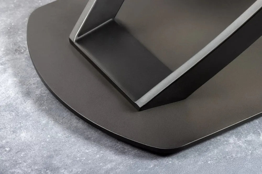 Masa extensibila din Ceramica Alb cu efect de marmura si Metal Negru L130-190xH75cm Inception