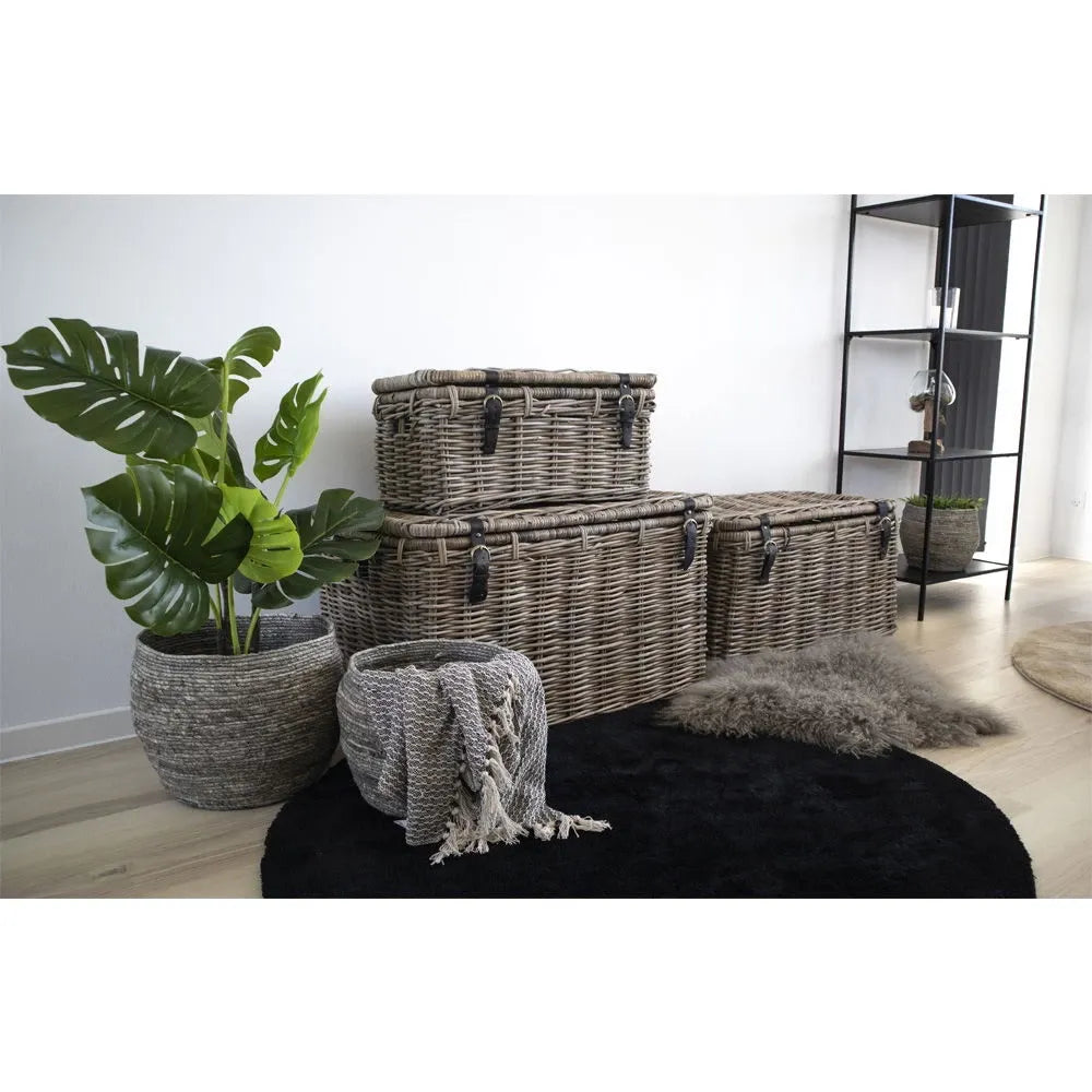 Set 3 cufare depozitare din Ratan Maro H48-41-29xL81-71-61cm Depok