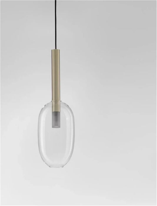 Pendul structura din Metal Negru/Auriu si abajur din Sticla Transparent H179xL14cm IP20 AMELIA