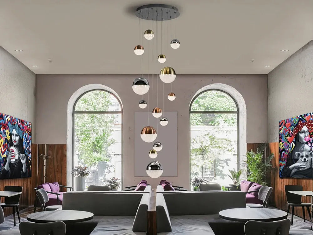 Lustra din Metal Crom si Policarbonat Multicolor 78.60W D60xH500cm Sphere
