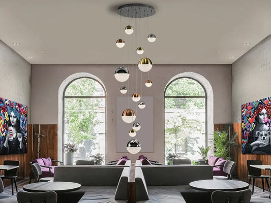 Lustra din Metal Crom si Policarbonat Multicolor 78.60W D60xH500cm Sphere