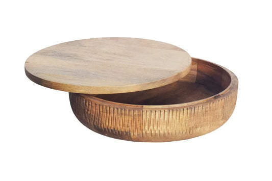 Bol decorativ cu capac din Lemn de mango wood Maro H12xD38cm Pure Nature