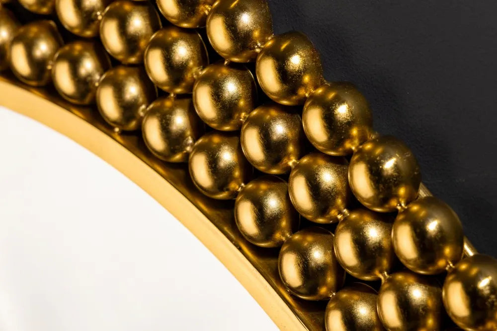 Oglinda cu rama din Metal Auriu D76cm Pearls