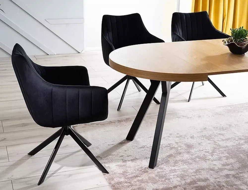 Scaun tapitat cu Catifea Negru cu picioare din Metal Negru H86xL61xA44cm Azalia