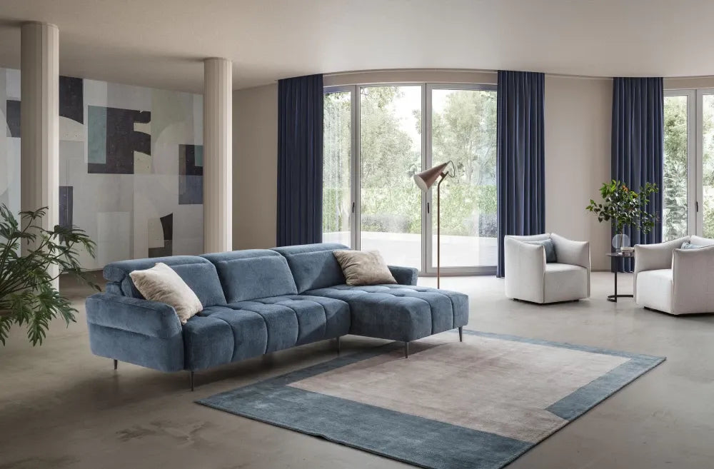 Coltar fix in forma de L modular cu tetiera reglabila L282cm Gillan