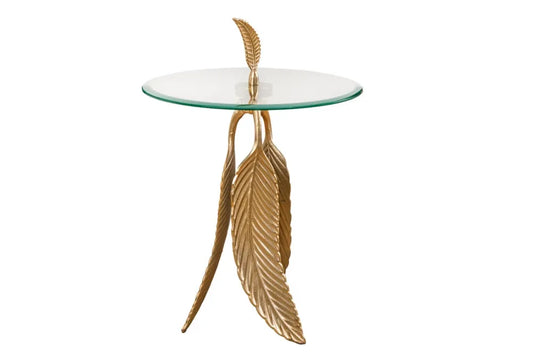Masuta laterala din Sticla securizata Transparent si Metal Auriu L44xH64.5cm Feather