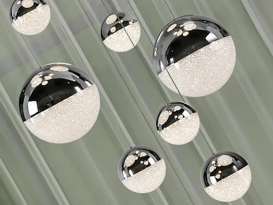 Lustra din Metal Argintiu si Policarbonat Argintiu 78.60W D60xH500cm Sphere