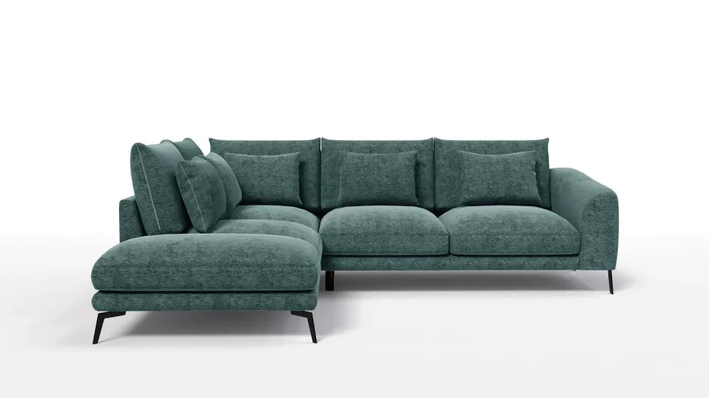 Coltar in forma de L tapitat cu Chenille Verde Sajma 11 L292x228cm Aspen