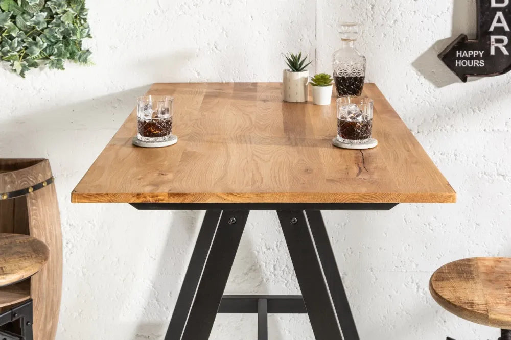 Masa bar din Lemn de stejar Maro si Lemn Negru L120xH105cm Castle
