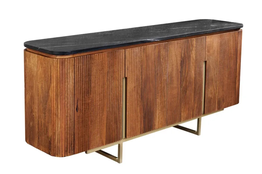 Comoda din Marmura Negru si Lemn de mango/Metal Maro/Auriu L160xH75cm GATSBY