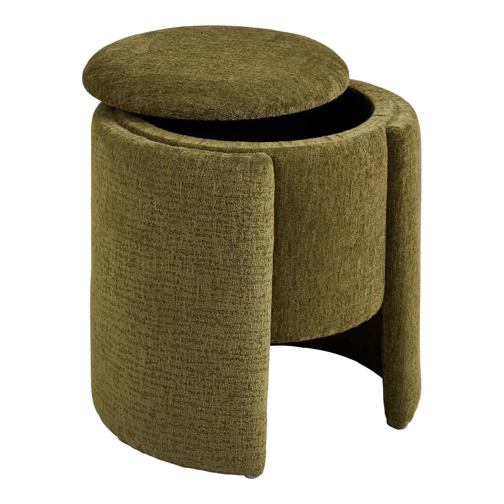 Puf din Stofa Verde D42xH44cm Walsdorf