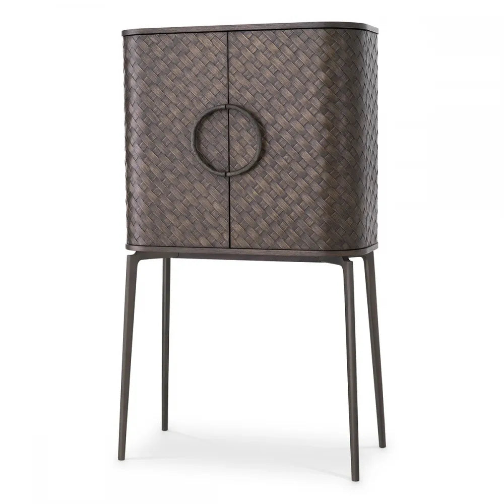 Dulap bar din Furnir de stejar Maro si Metal Bronz L90.5xH155.5cm Nilsson Eichholtz