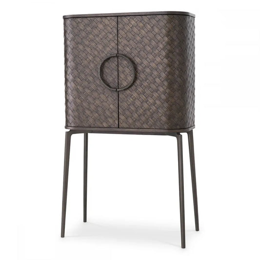 Dulap bar din Furnir de stejar Maro si Metal Bronz L90.5xH155.5cm Nilsson Eichholtz