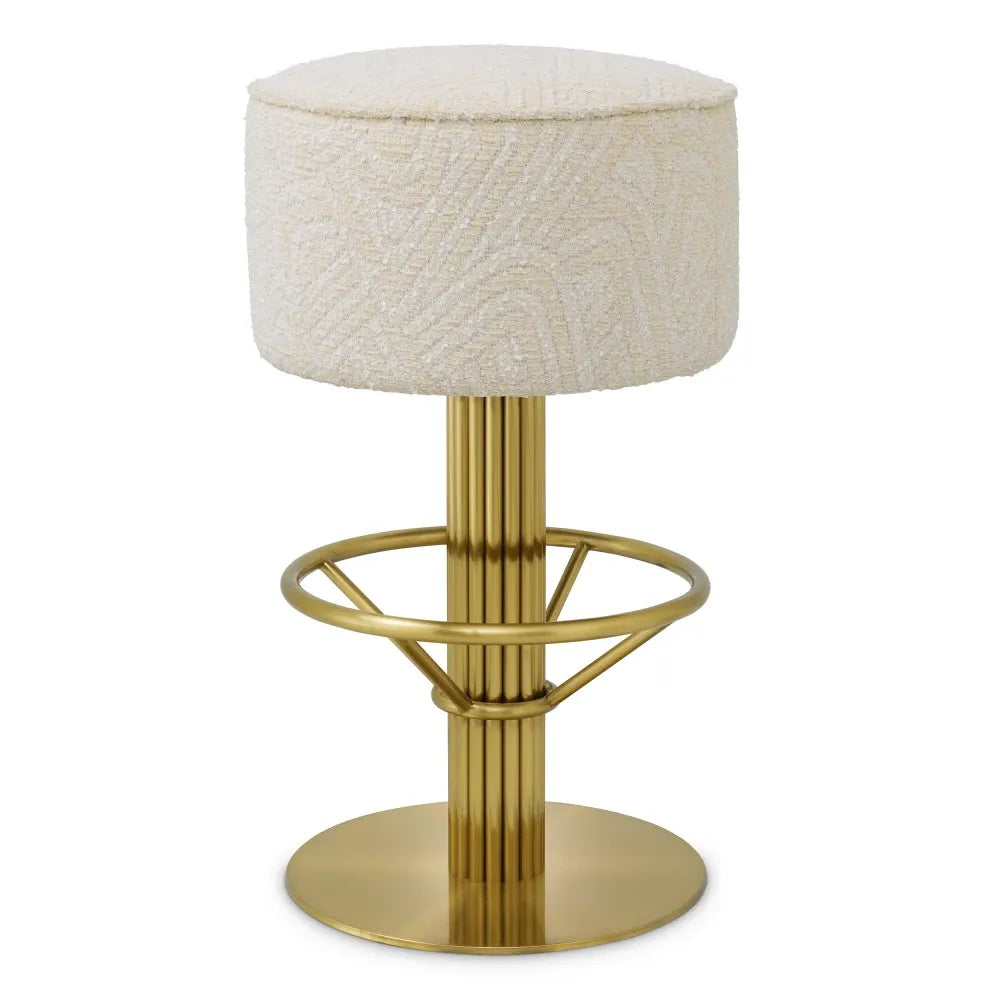 Scaun de bar rotativ tapitat cu Stofa Crem D45.5xH78cm Carleton Eichholtz