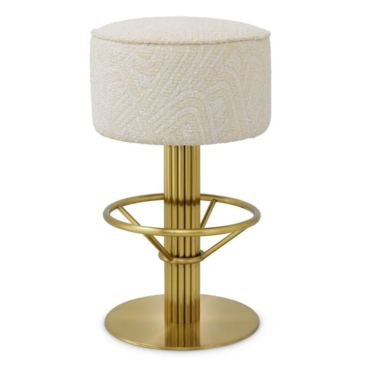 Scaun de bar rotativ tapitat cu Stofa Crem D45.5xH78cm Carleton Eichholtz