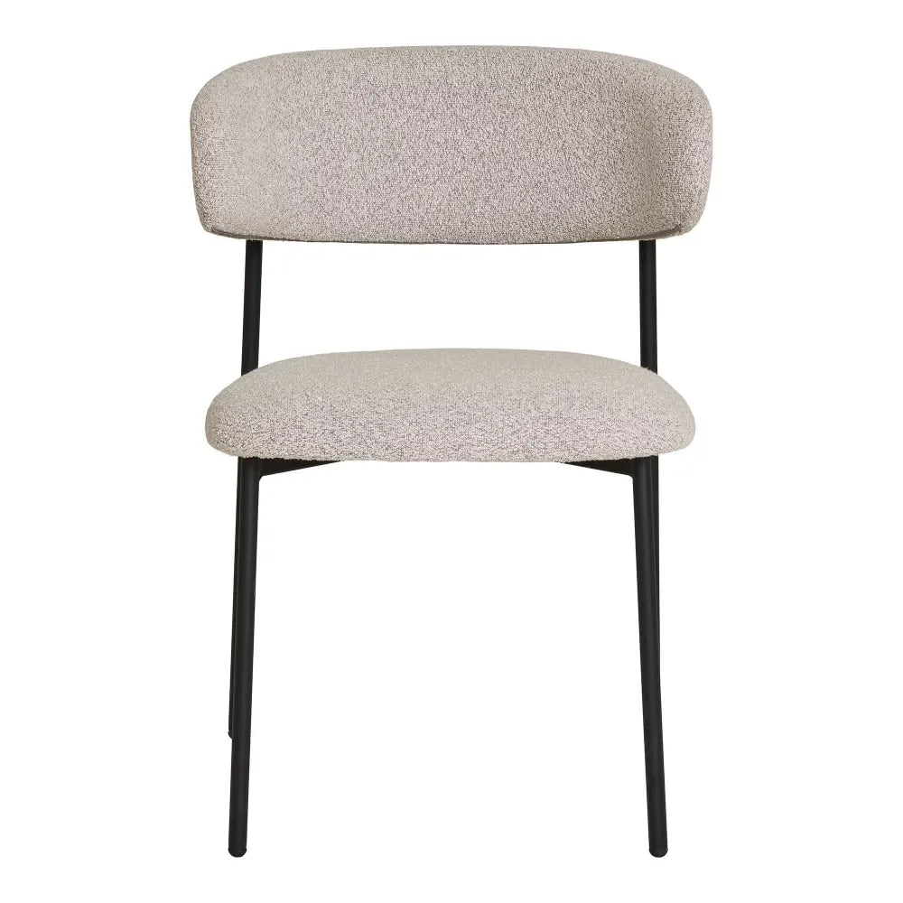 Set 2 scaune din Metal Negru si Stofa boucle Bej H79.5xL55xA59cm Mira
