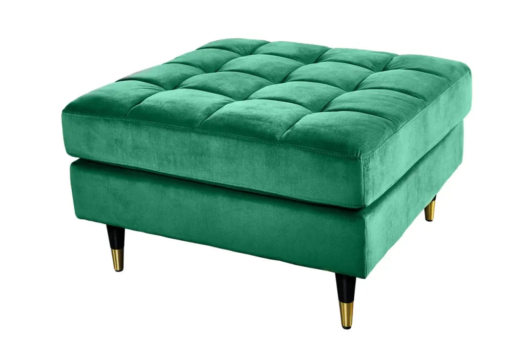 Puf din Lemn/Metal Negru/Auriu si Catifea Verde H45xL80cm Cozy