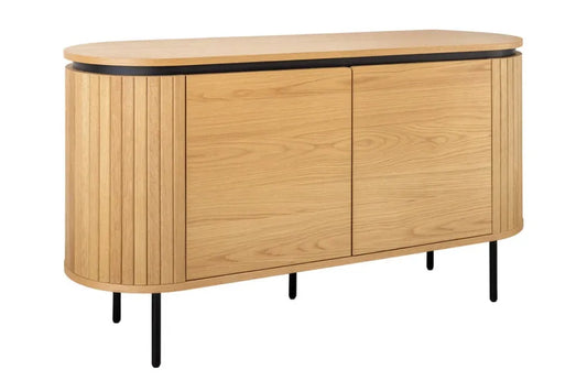 Comoda din MDF/Furnir de stejar Maro si Metal Negru L120xH76cm ATELIER