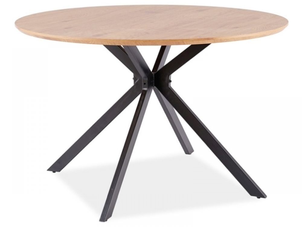 Masa rotunda din Furnir de stejar Maro/Negru de 4-6 persoane D120cm Aster