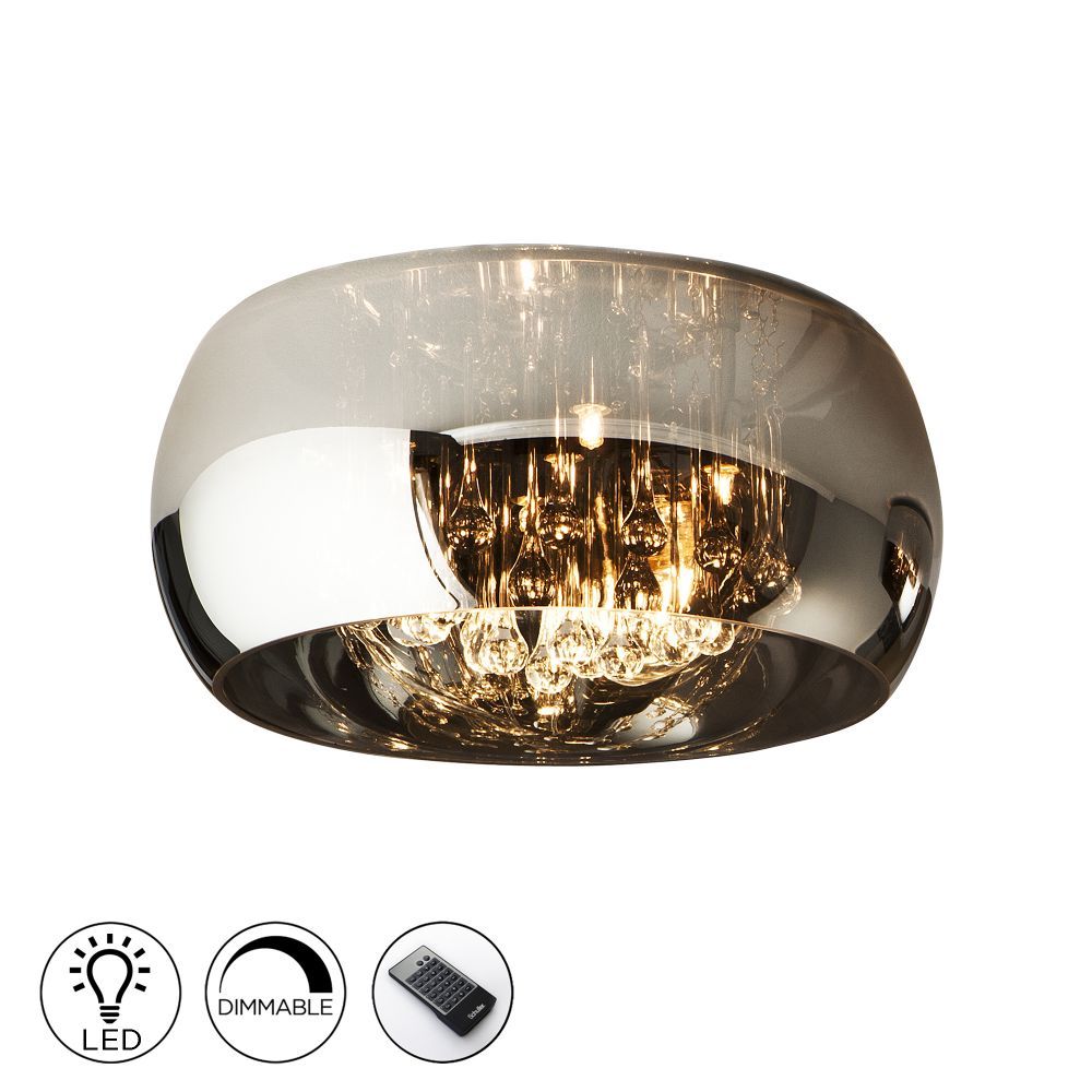 Plafoniera Rotunda din Metal si Sticla Argintiu/Argintiu Argos D40xH23cm