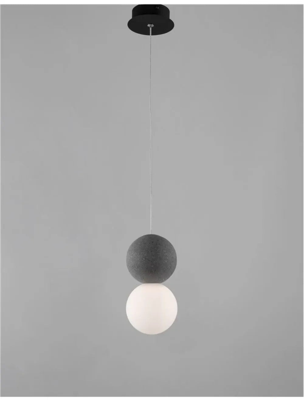 Pendul structura din Metal Negru/Gri si abajur din Sticla Alb H120xL10cm IP20 ZERO