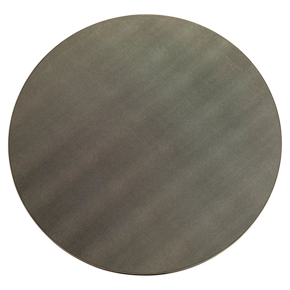 Masa Rotunda de 4 persoane din Piele artificiala Auriu antichizat si Lemn de stejar Negru D140xH76cm Bloomville Richmond Interiors